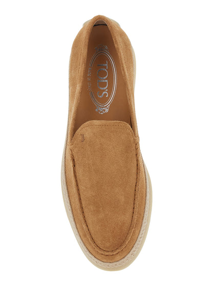 Loafers Crocodile-Embossed Brown Suede