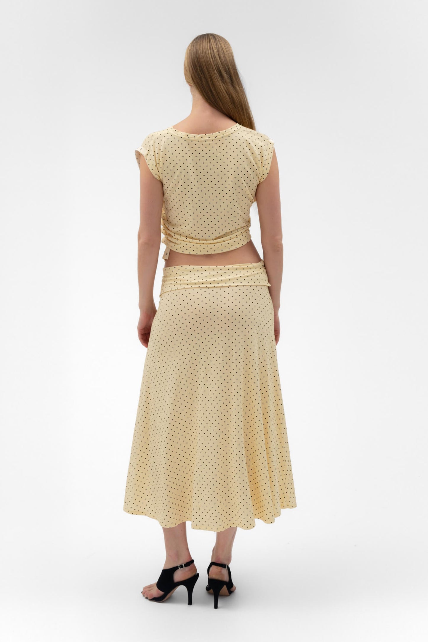 Foldover Flared Maxi Skirt in Butter
