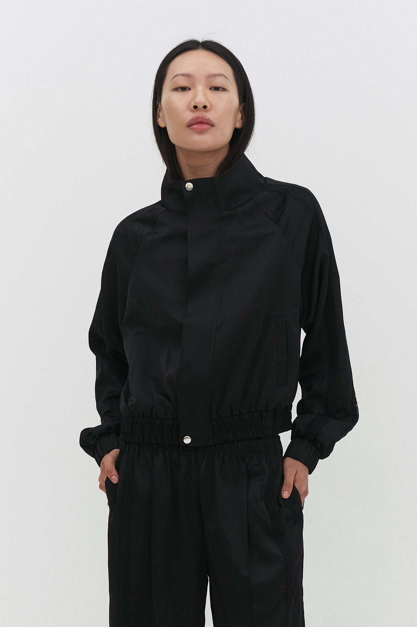 Leiseu Track Jacket in Black