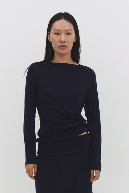Narae Long Sleeve Top in Navy