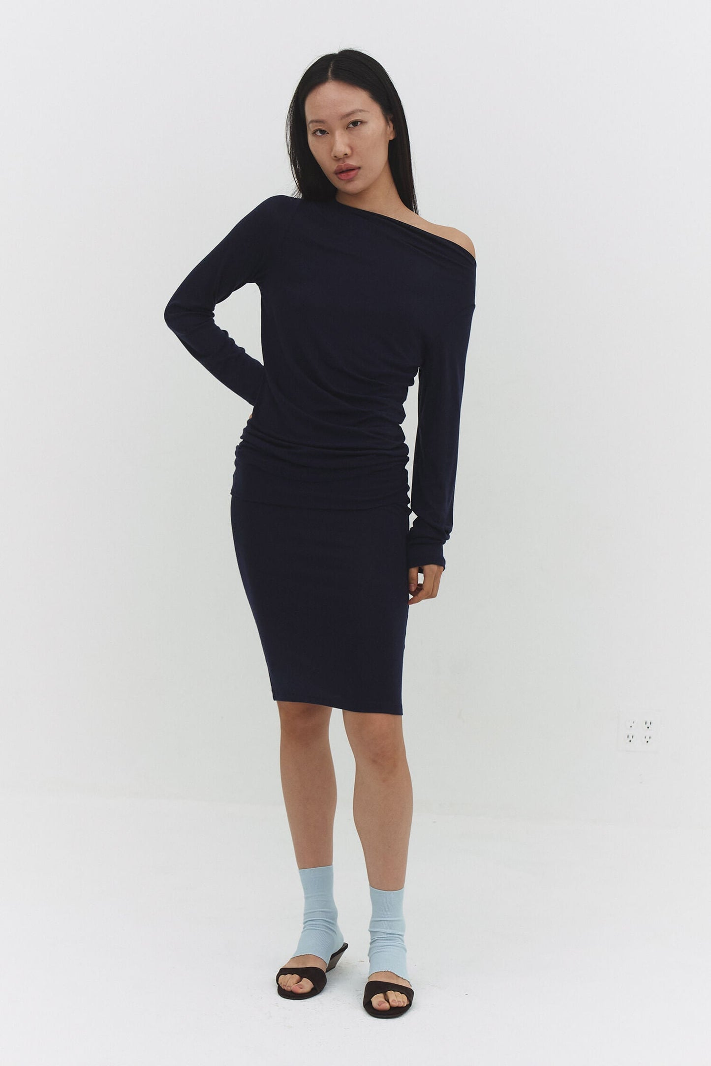 Narae Long Sleeve Top in Navy