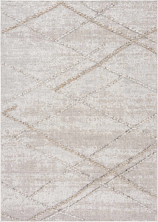 Baqer Bone & Tan Textured Performance Outdoor Rug - Clearance