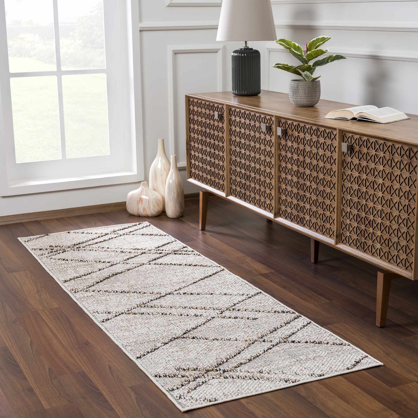 Baqer Bone & Tan Textured Performance Outdoor Rug - Clearance