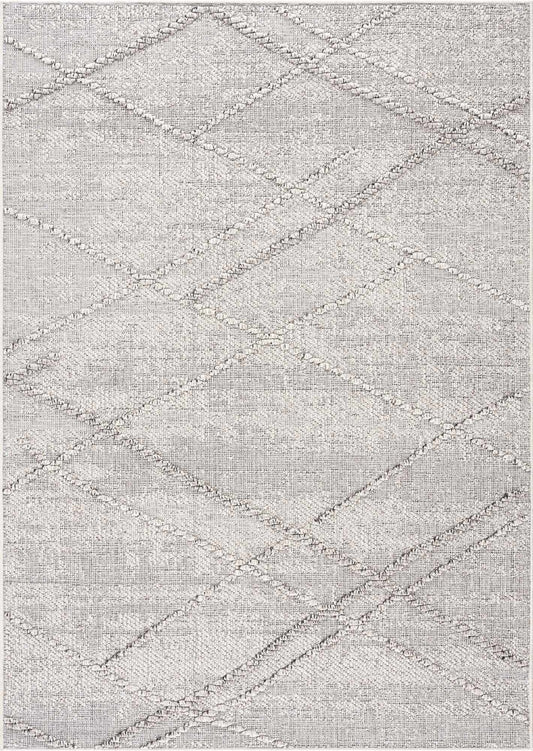 Baqer Bone & Taupe Textured Performance Outdoor Rug - Clearance
