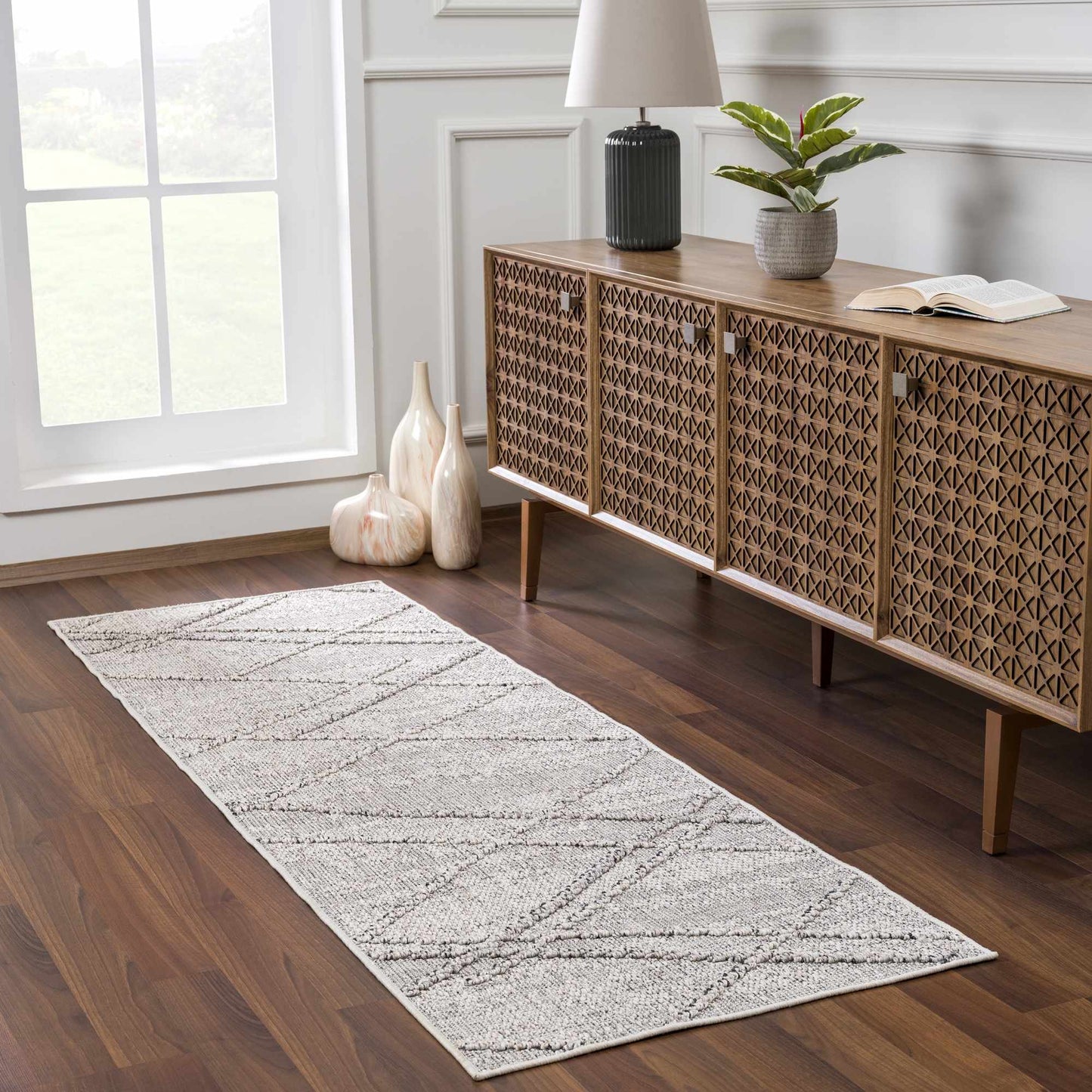 Baqer Bone & Taupe Textured Performance Outdoor Rug - Clearance