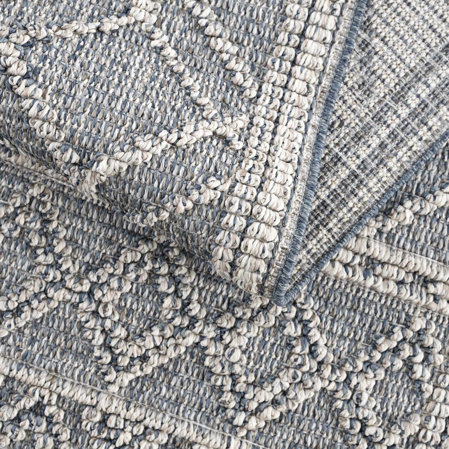 Diah Gray Blue & Bone Outdoor Area Rug - Clearance