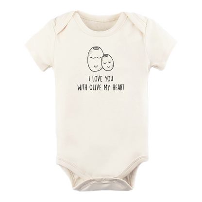 Tenth & Pine Olive My Heart Organic Cotton Baby Bodysuit