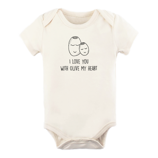 Tenth & Pine Olive My Heart Organic Cotton Baby Bodysuit