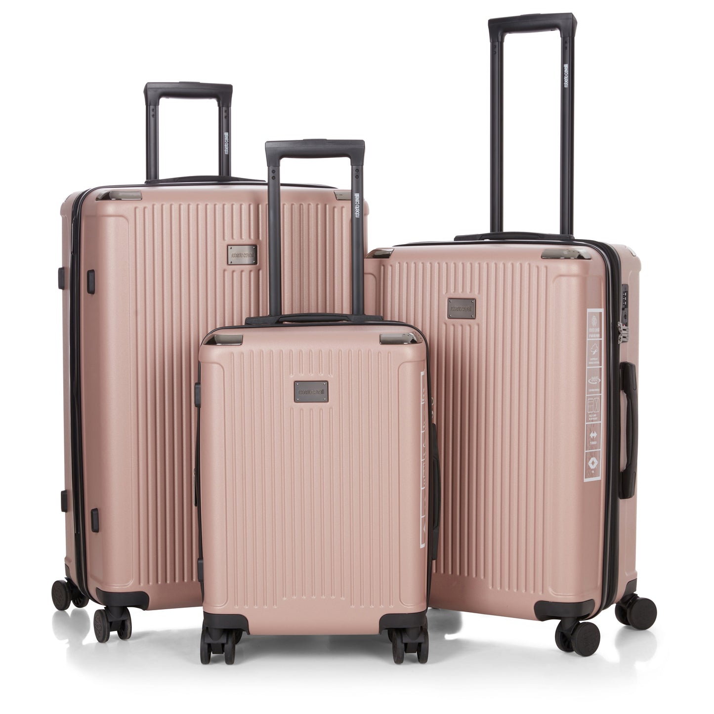 ROBERTO CAVALLI 3 Piece Luggage Set with Expandable Hard Shell & 8 Spinner Wheels