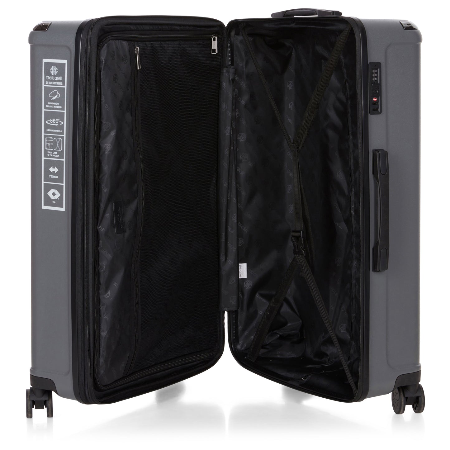 ROBERTO CAVALLI 3 Piece Luggage Set with Expandable Hard Shell & 8 Spinner Wheels