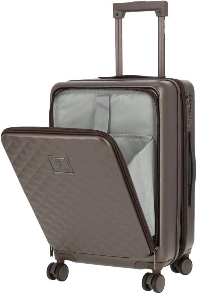 ROBERTO CAVALLI 20-Inch Luxury Carry-On Luggage – Hardshell Spinner Suitcase with Front Laptop Compartment, TSA Lock & Expandable Design