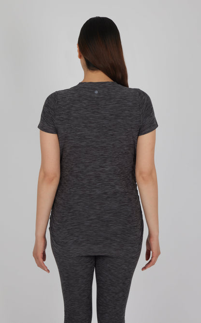 Maternity Heathered Short Sleeve Crew Neck Top