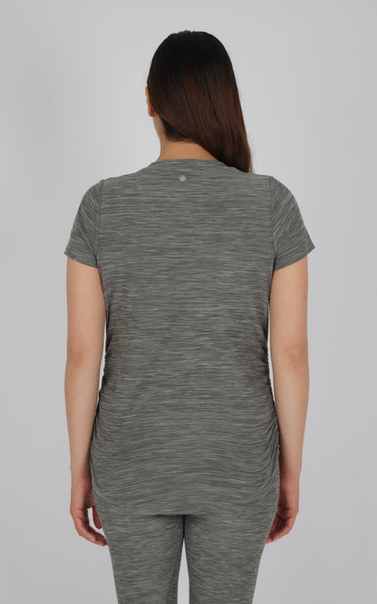 Maternity Heathered Short Sleeve Crew Neck Top