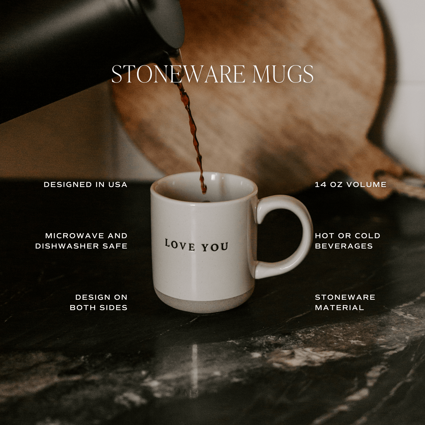 Brown Leaves 14 oz Stoneware Coffee Mug