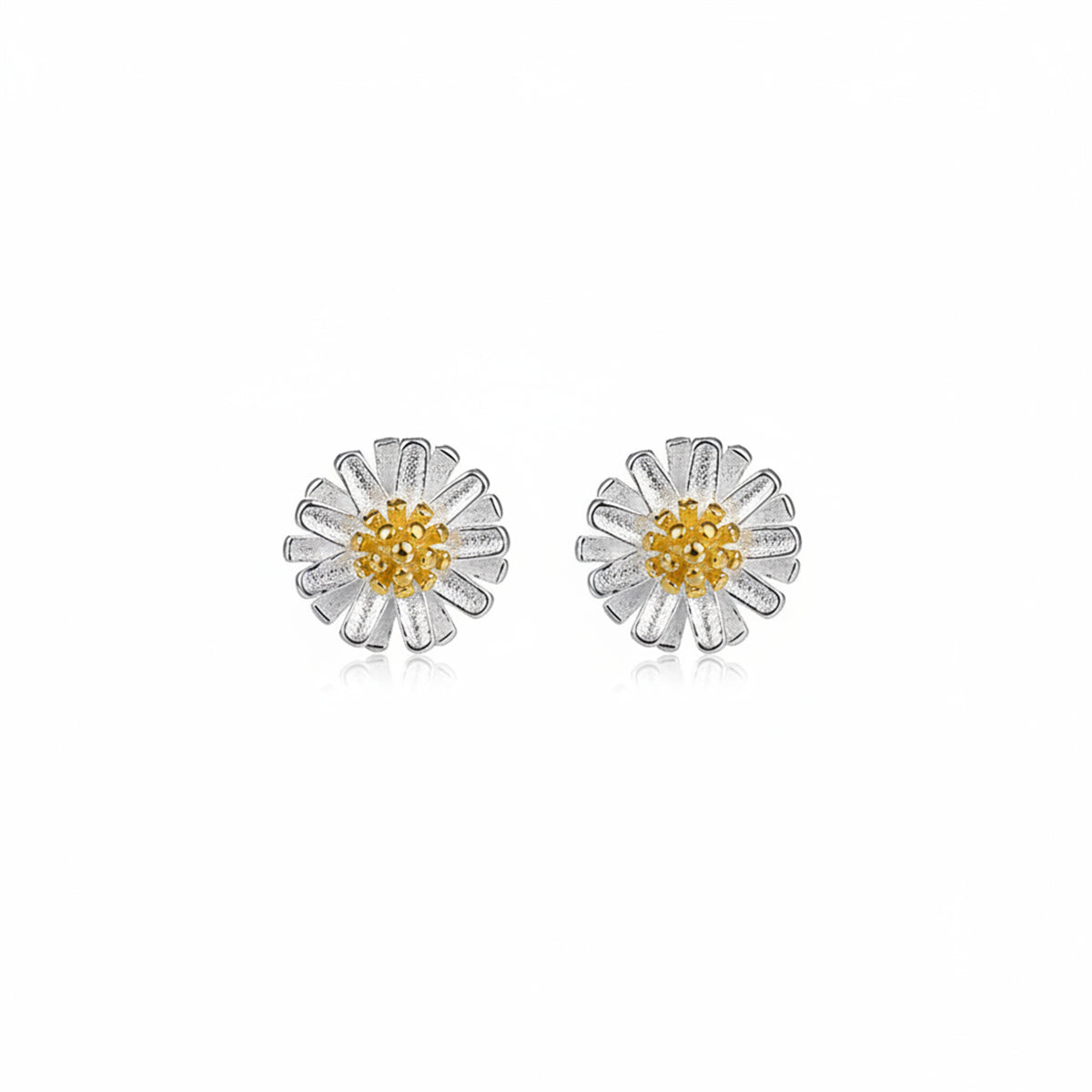 Goldtone & Sterling Silver Flower Stud Earrings