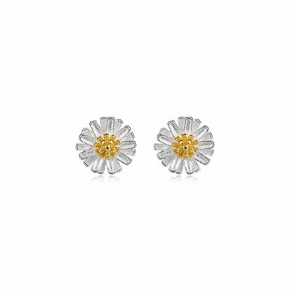 Goldtone & Sterling Silver Flower Stud Earrings