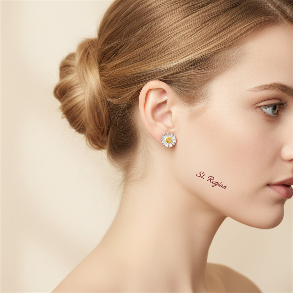 Goldtone & Sterling Silver Flower Stud Earrings