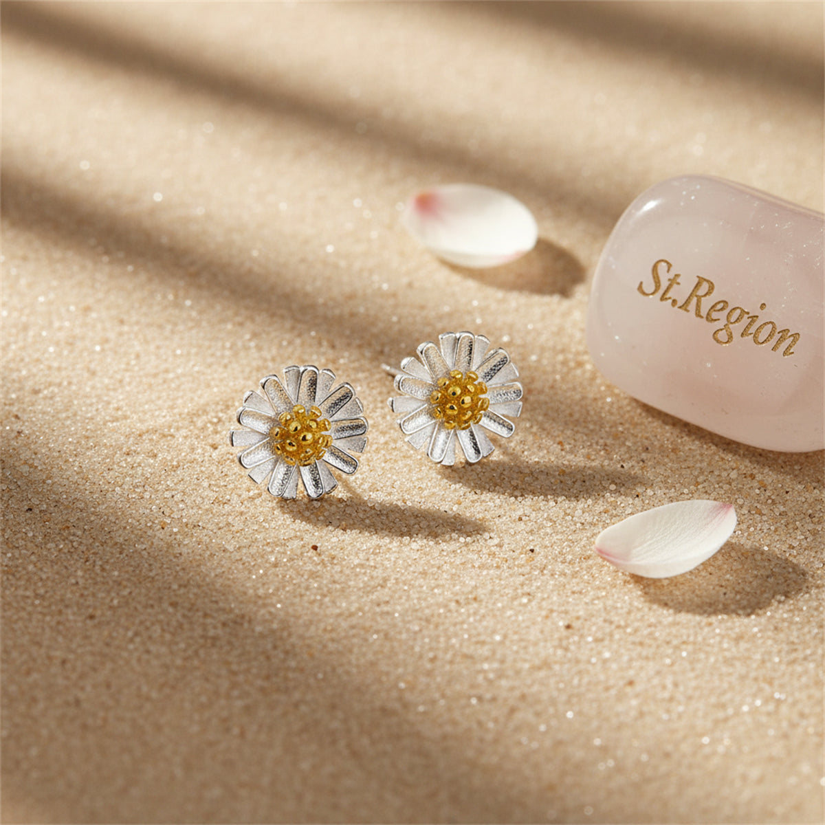 Goldtone & Sterling Silver Flower Stud Earrings