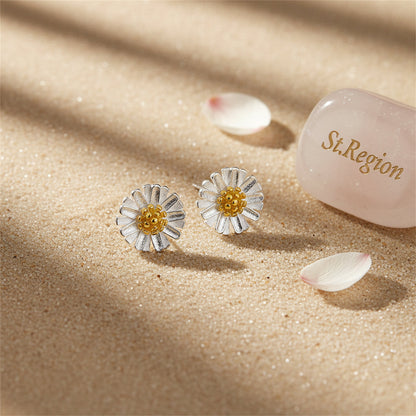 Goldtone & Sterling Silver Flower Stud Earrings