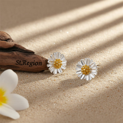 Goldtone & Sterling Silver Flower Stud Earrings