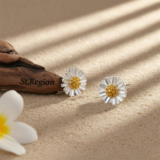 Goldtone & Sterling Silver Flower Stud Earrings