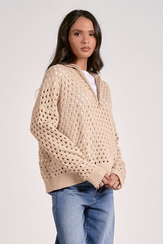 Arabella Half Zip Oatmeal