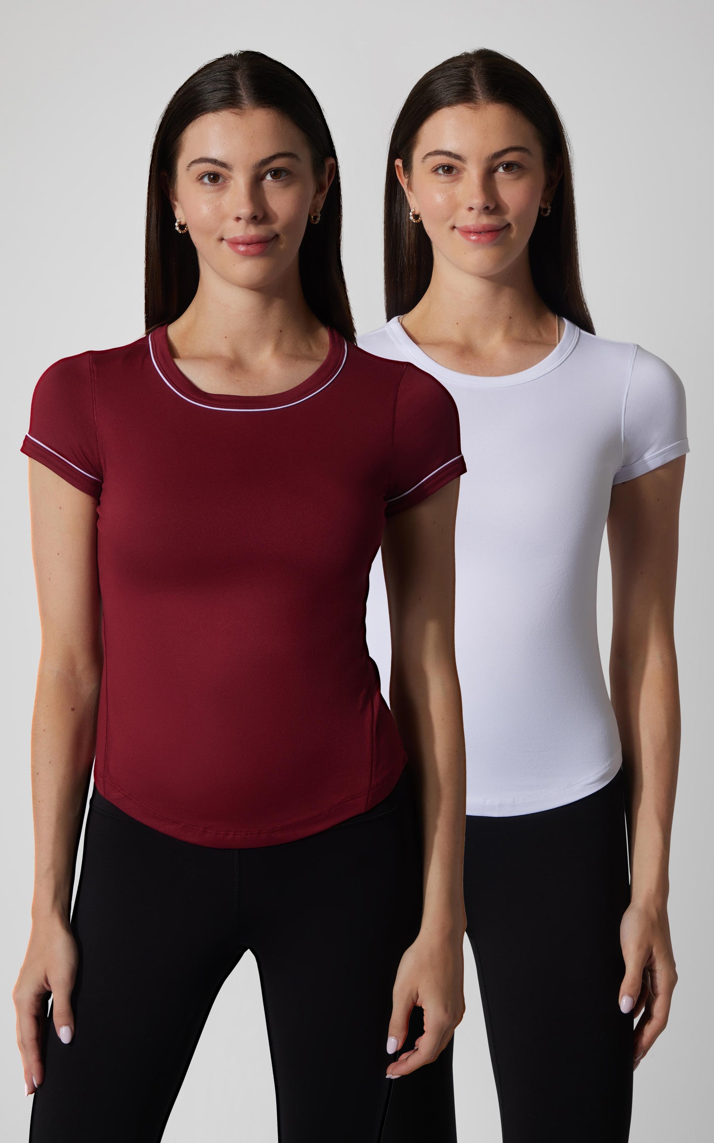 2 PK Super Soft Synergy High Crew Neck Short Sleeve Top and Crew Neck Top