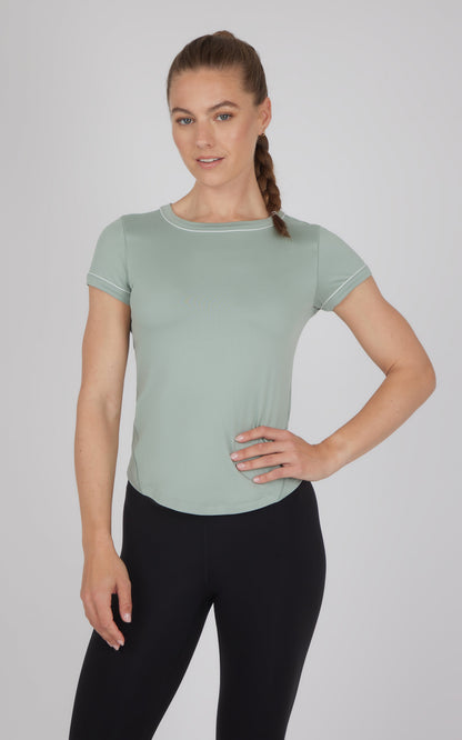 2 PK Super Soft Synergy High Crew Neck Short Sleeve Top and Crew Neck Top