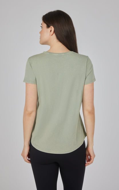 Cotton Jersey Brenna Acid Wash Crew Neck Tee