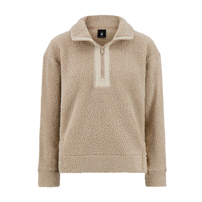 Spyder Women's Sherpa Quarter Zip Mock Neck - Sand