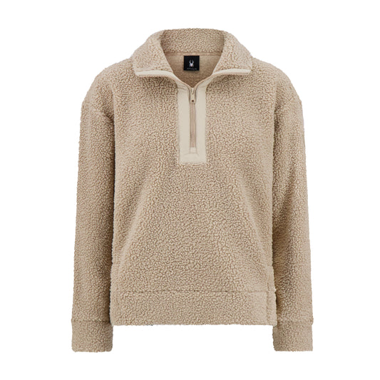 Spyder Women's Sherpa Quarter Zip Mock Neck - Sand