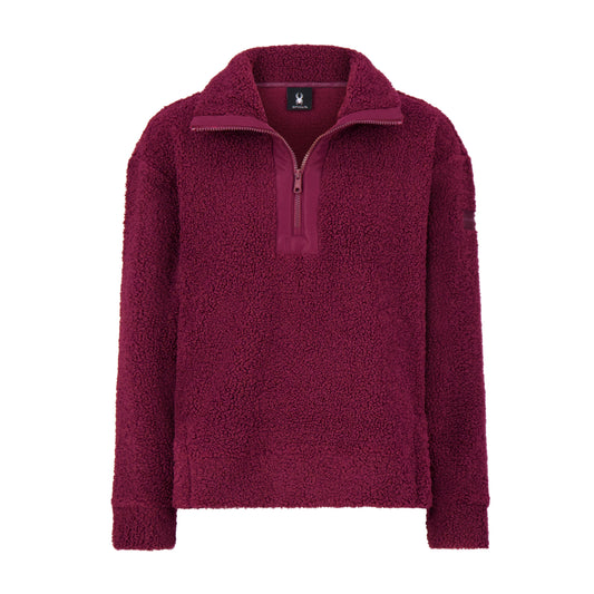 Spyder Women's Sherpa Quarter Zip Mock Neck - Wine