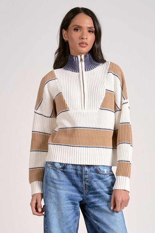Sloane Sweater Camel Stripe