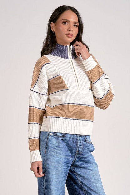 Sloane Sweater Camel Stripe