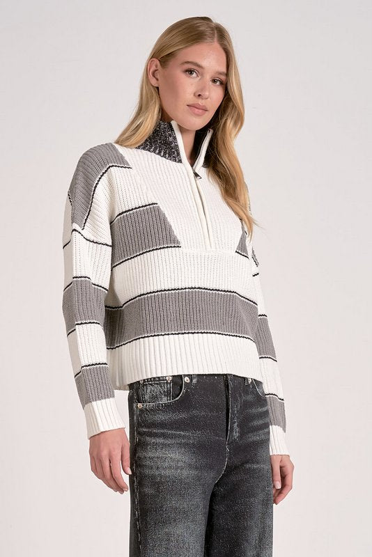 Sloane Sweater Heather Grey Stripe