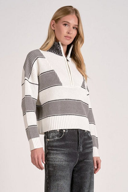 Sloane Sweater Heather Grey Stripe