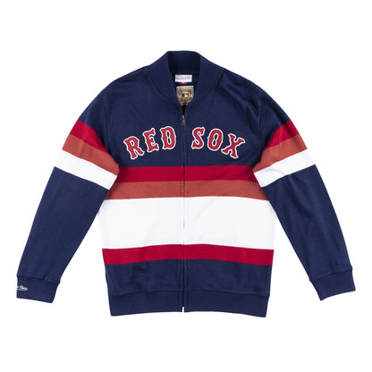 Mitchell & Ness Men's MLB Front Stripe Full Zip Sweater Boston Red Sox