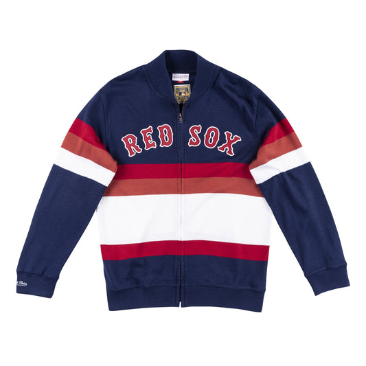 Mitchell & Ness Men's MLB Front Stripe Full Zip Sweater Boston Red Sox