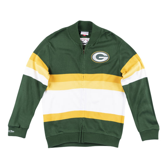 Mitchell & Ness Men's NFL Front Stripe Full Zip Sweater Green Bay Packers