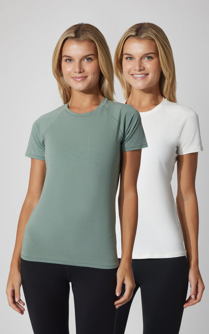 2 PK Vintage Cotton Crew Neck Short Sleeve Top - Our Cafe Story