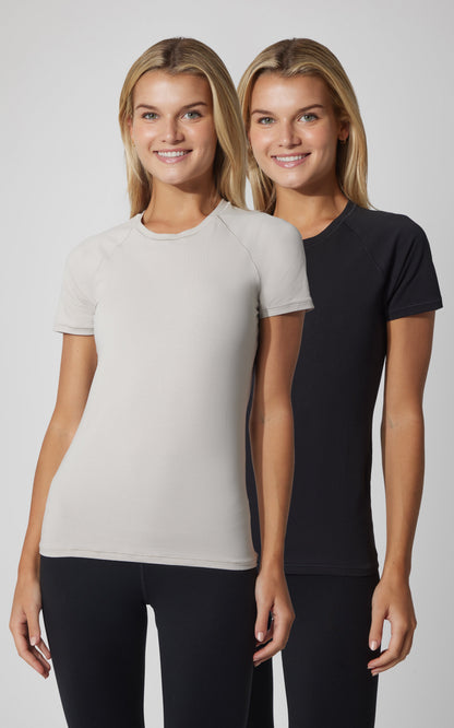 2 PK Vintage Cotton Crew Neck Short Sleeve Top - Our Cafe Story