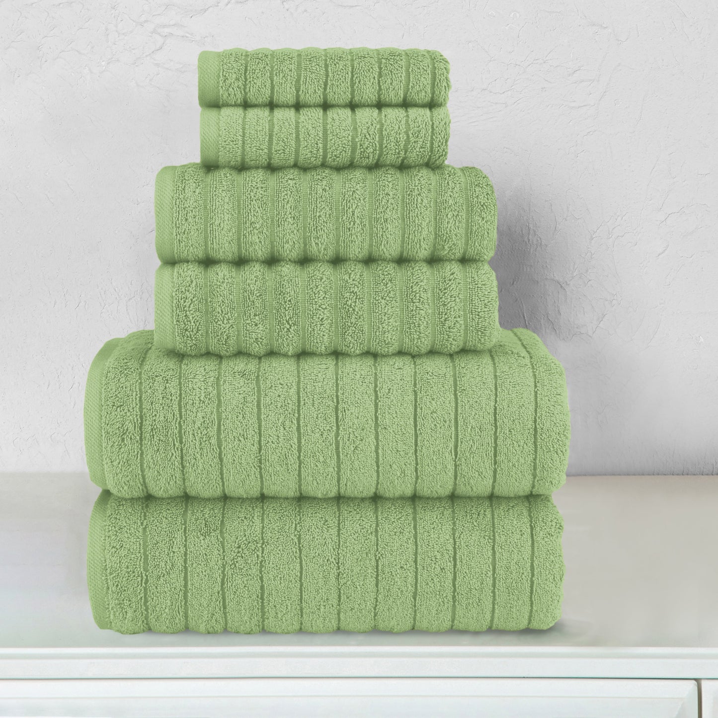 Elegant Comfort 6-Piece Turkish Cotton Corduroy Towel Set, 2 Washcloths, 2 Hand Towels and 2 Bath Towels