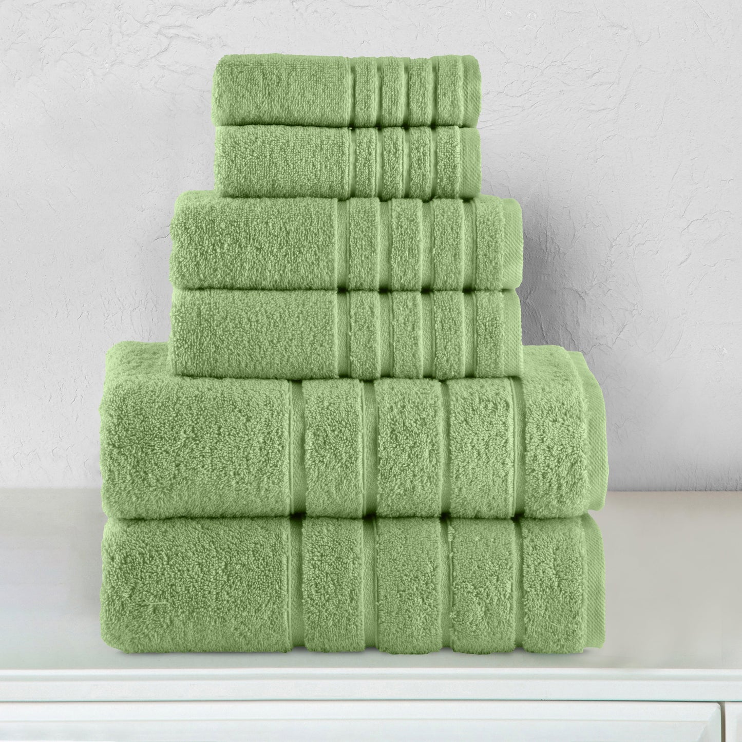 Elegant Comfort 6-Piece Turkish Cotton 4 Lines Stripe Towel Set, 2 Washcloths, 2 Hand Towels and 2 Bath Towels