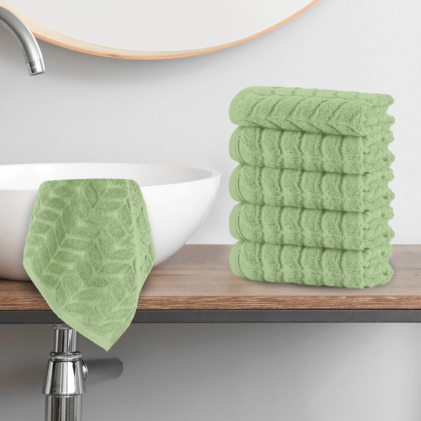 Elegant Comfort 6-Pack Premium Turkish Cotton Braided Washcloths Set, 13 x 13 inch