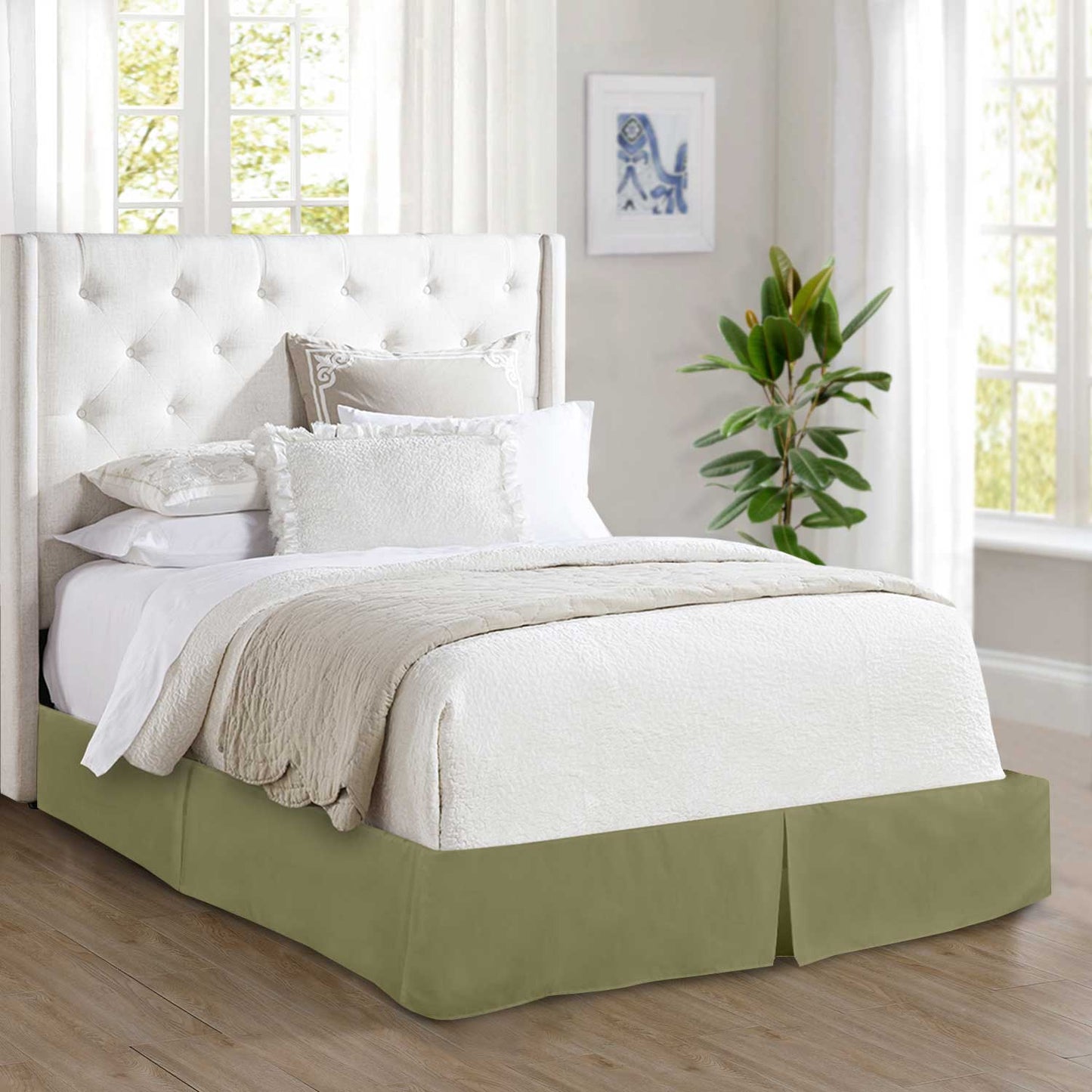 Mocassi 1-Piece Solid Bed Skirt, Quality Design and Expertly Tailored, Luxury 1500 Series Wrinkle & Fade Resistant