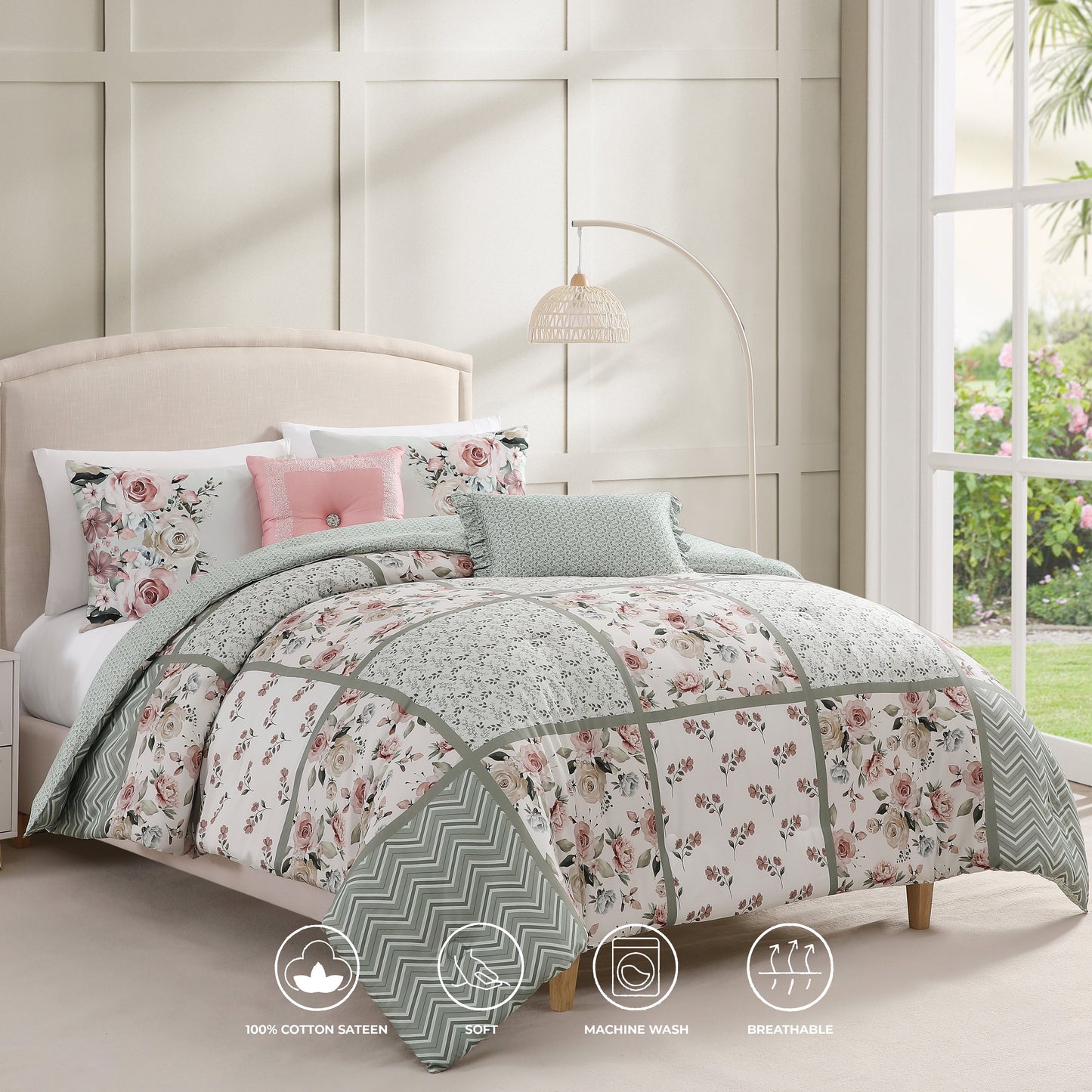 Bebejan Sage Serenity 5 Piece Reversible Comforter Set