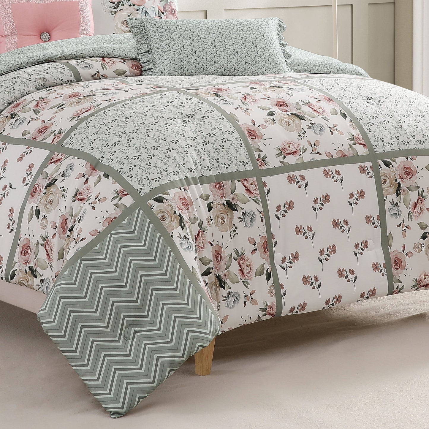 Bebejan Sage Serenity 5 Piece Reversible Comforter Set