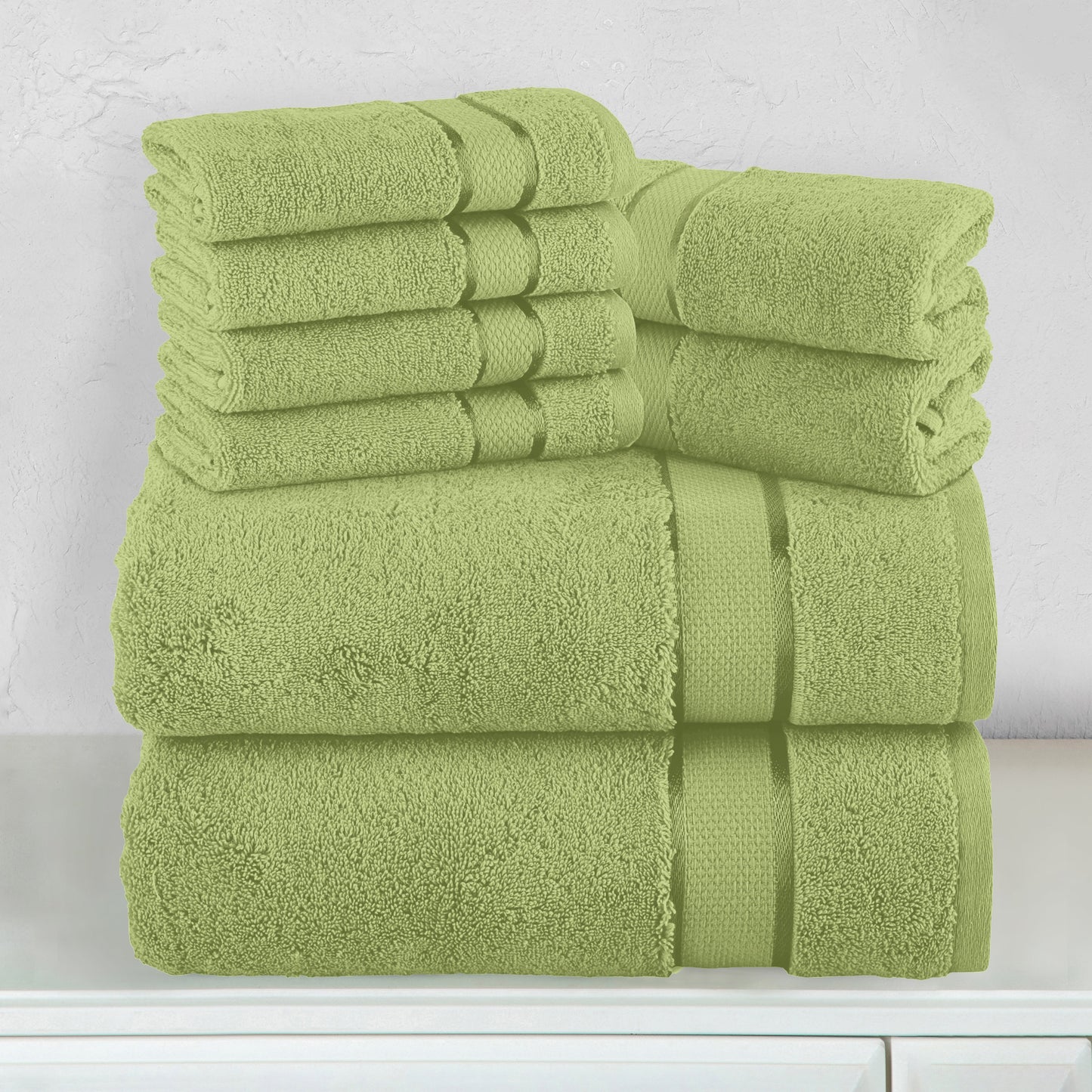 Elegant Comfort 8-Piece Turkish Cotton Towel Set, 4 Washcloths, 2 Hand Towels and 2 Bath Towels