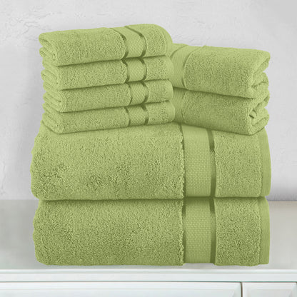 Elegant Comfort 8-Piece Turkish Cotton Towel Set, 4 Washcloths, 2 Hand Towels and 2 Bath Towels