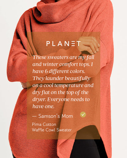 Pima Cotton Waffle Cowl Sweater - Black